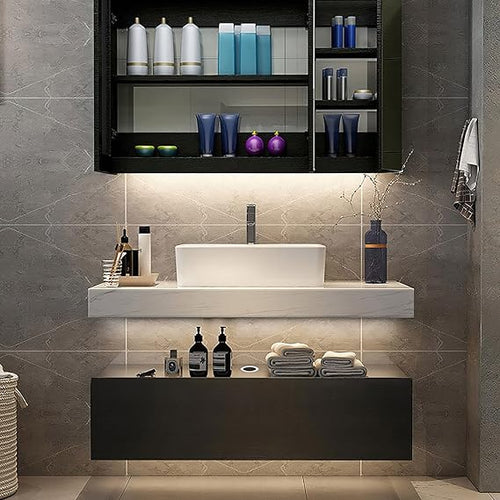 35" Floating Bathroom Vanity with Sintered Stone Countertop & Ceramic Sink