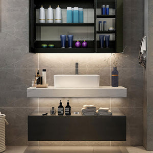 35" Floating Bathroom Vanity with Sintered Stone Countertop & Ceramic Sink