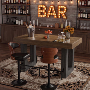 Counter Height Bar Table with Metal Footrest