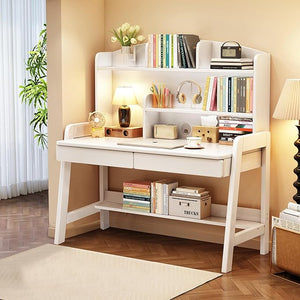 Kids Study Desk with Bookshelf and Two Drawers
