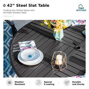 Round Outdoor Dining Table with Umbrella Hole