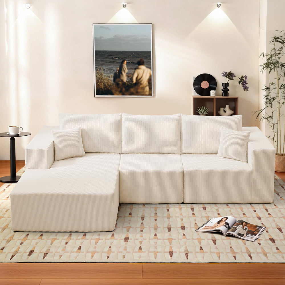 L-Shaped Modular Sectional Sofa with Memory Foam Deep Seat