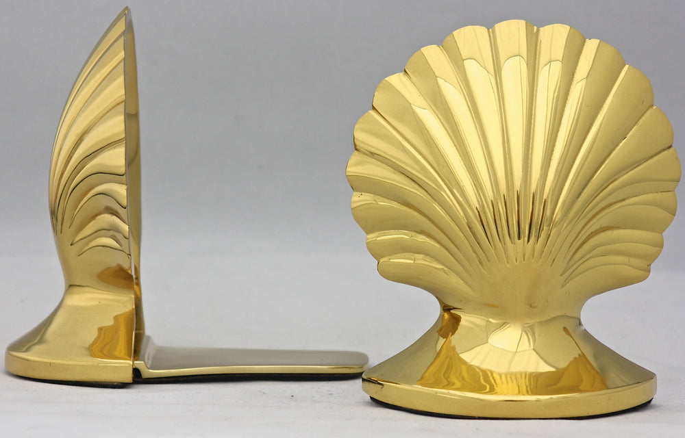 Cast Brass Seashell Bookends