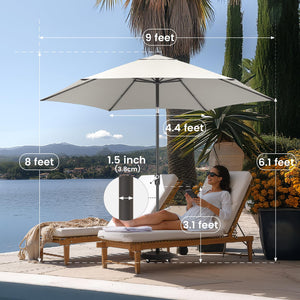 9 Ft Patio Umbrella with Push Button Tilt & UV Protection