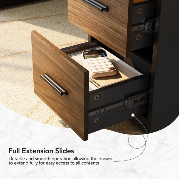 L-Shaped Electric Standing Desk with Storage Drawers