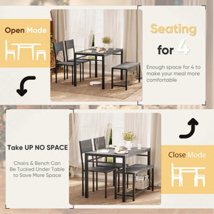 4-Piece Dining Set with Bench for 4
