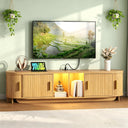 Extendable Fluted TV Stand with LED Lights & Power Outlet