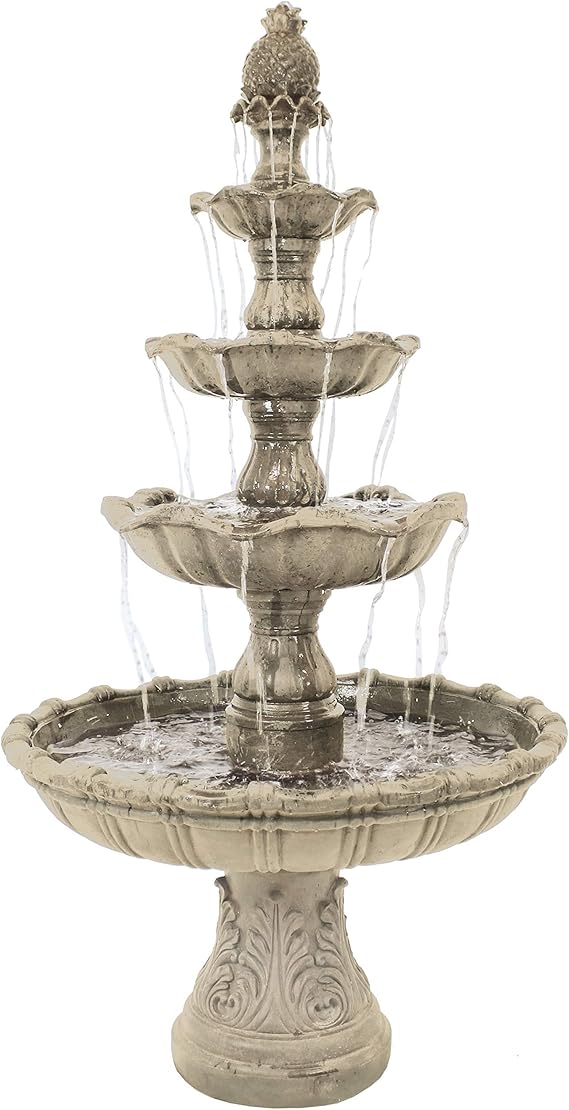 4-Tier Outdoor Water Fountain with Electric Pump