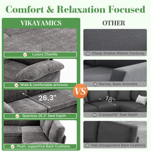 L-Shaped Sectional Sofa Bed with Storage – 5-Seat Convertible Sleeper Sofa