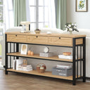 55-Inch Console Table with 3 Drawers and Open Shelves