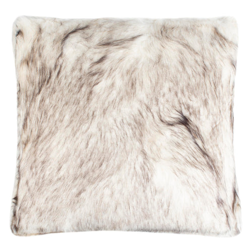Taupe Faux Fur Feather-Filled Throw Pillow 20x20