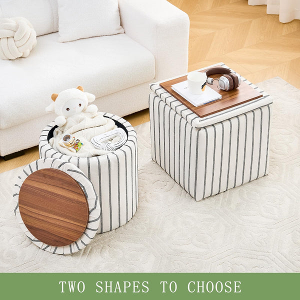 Storage Ottoman with Detachable Tray