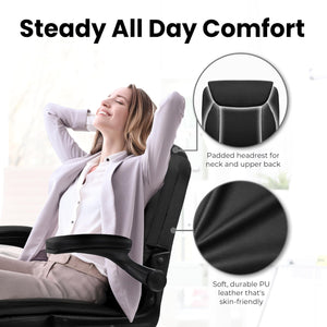Ergonomic Mid-Back PU Leather Office Chair with Flip-Up Armrests