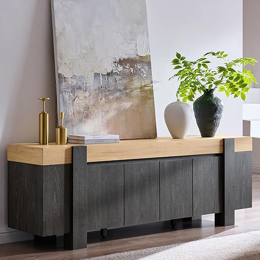 70" Farmhouse TV Stand with Storage Cabinet