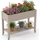 Raised Garden Bed with Wheels, Storage Shelf & Water Level Monitor