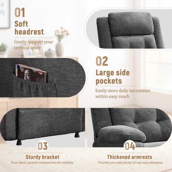 Oversized Power Recliner Chair with Electric Recline & Chenille Fabric