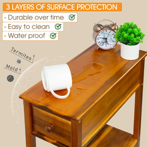 Narrow End Table with Drawer and Shelf