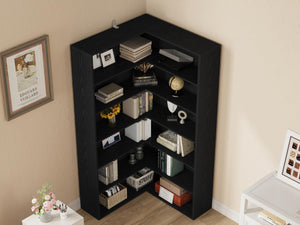 6-Tier L-Shaped Corner Bookshelf with Baffles