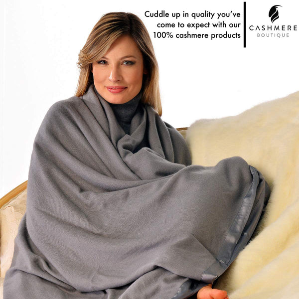 Pure Cashmere Twin Blanket – Faded Pewter