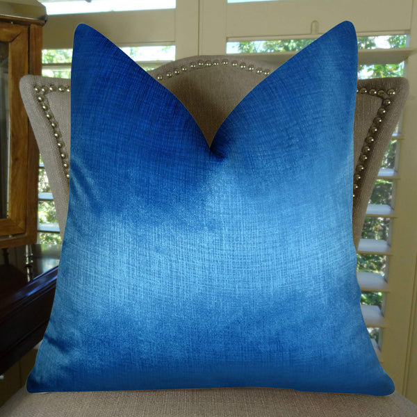 Metallic Blue Decorative Throw Pillow Cover 12x20 Inch