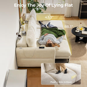 103" Electric Pull-Out Sleeper Sofa Bed | 2-in-1 Convertible Power Couch Bed