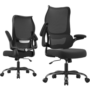 Ergonomic Mesh Office Chair with Lumbar Support & Flip-Up Armrests