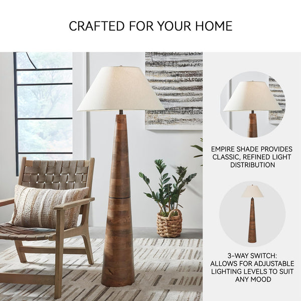 Contemporary Wood Floor Lamp with 3-Way Switch