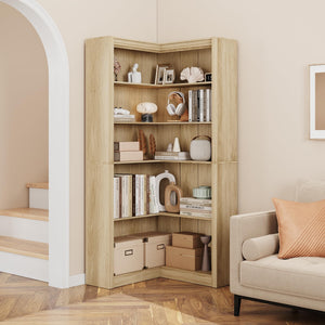 L-Shaped 5-Tier Corner Bookshelf
