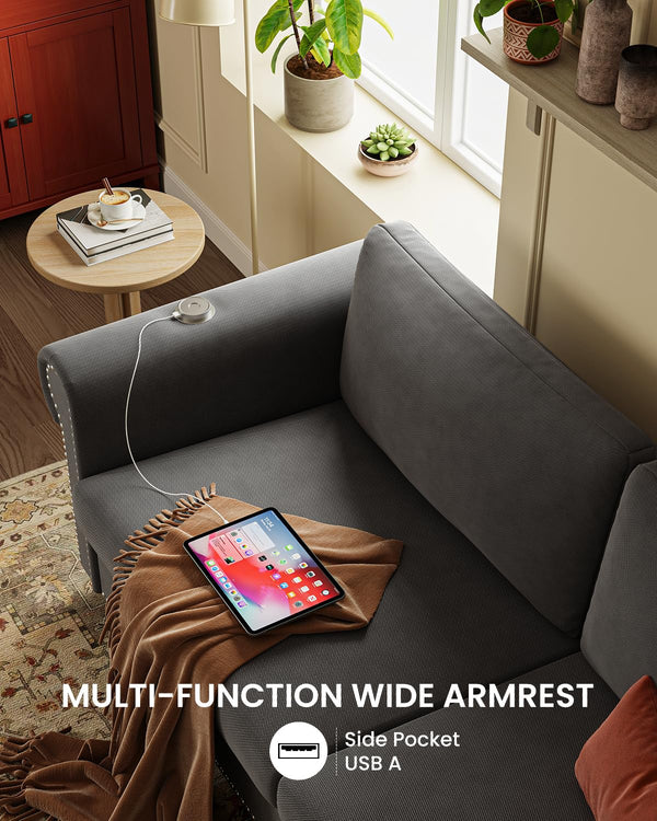 Queen Pull Out Sofa Bed with Memory Foam Mattress