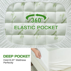 Bamboo Viscose Pillow Top Mattress Topper with Deep Pocket