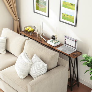 63-Inch Industrial Console Table with X-Shaped Metal Frame