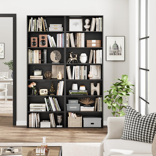 7-Tier Tall Bookshelf – Open Shelves Freestanding Bookcase