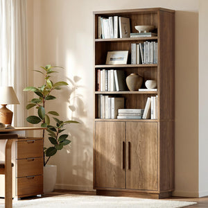 70" Tall Bookcase with Doors & Adjustable Shelves