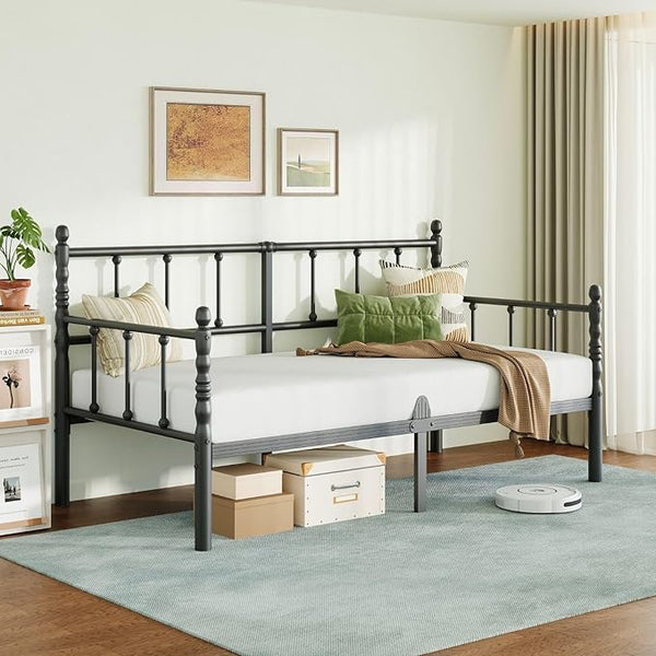 Twin Metal Daybed Frame with Steel Slats