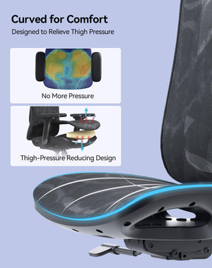 Ergonomic Mesh Office Chair High Back with Lumbar Support & Adjustable Headrest