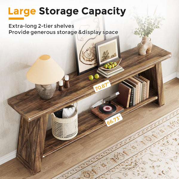 70.87-Inch 2-Tier Console Table for Entryway