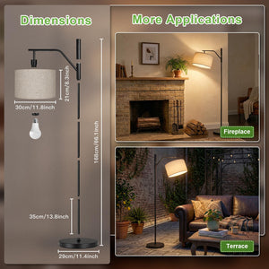 Cordless Rechargeable LED Floor Lamp with Remote & Linen Shade
