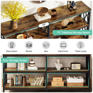 71" 3-Tier Console Sofa Table with Storage Shelves