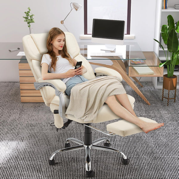 Executive Office Chair with Footrest, Massage & Heat