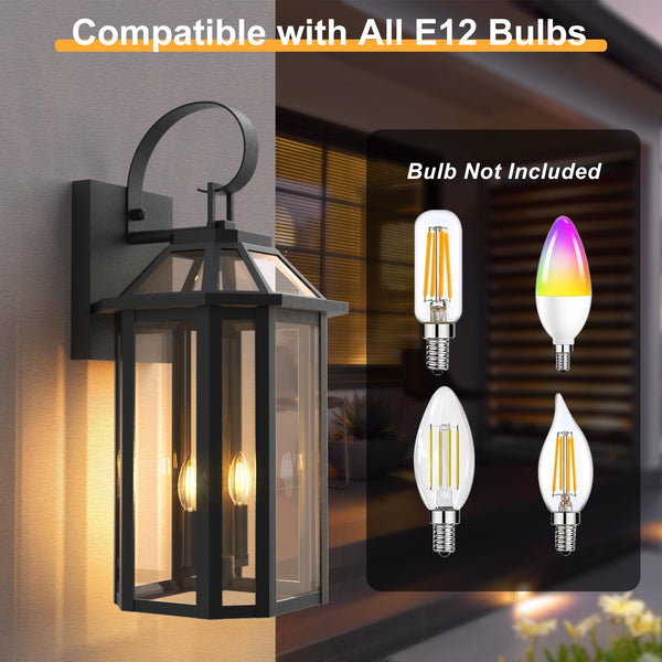 Outdoor Wall Sconce Light Fixture with Beveled Glass