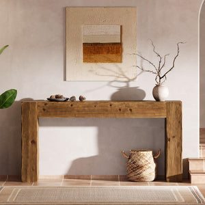 Solid Wood Farmhouse Console Table 63 Inch