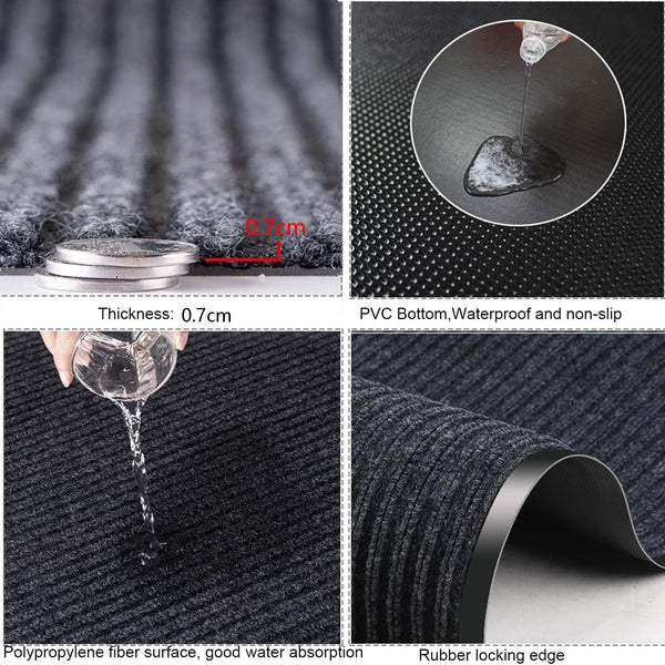 Commercial Entrance Runner Rug with Non-Slip Rubber Backing