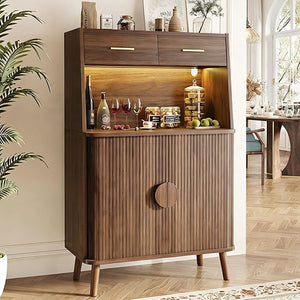 Buffet Sideboard Cabinet with Roller Shutter Sliding Doors & Adjustable Shelves