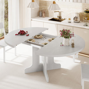 5-Piece Extendable Round Dining Table Set with Chairs and Benches