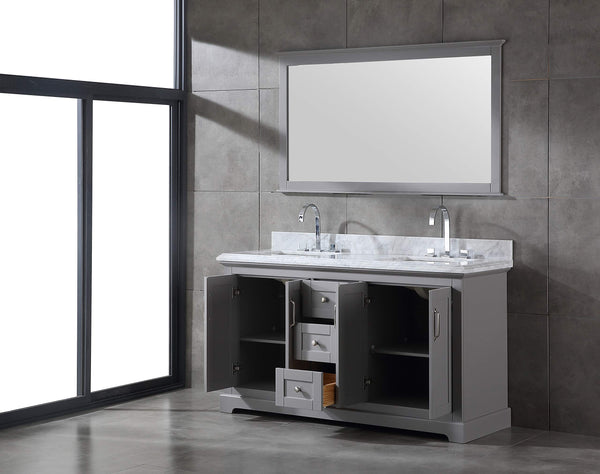 60" Double Sink Bathroom Vanity with Marble Countertop