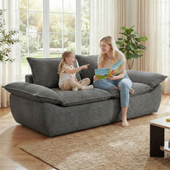 59" Boneless Loveseat Sofa – 2-Seater Foam Couch with Removable Cushions