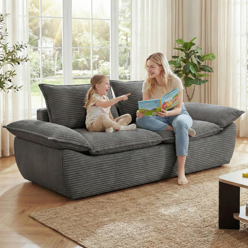 59" Boneless Loveseat Sofa – 2-Seater Foam Couch with Removable Cushions