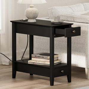 End Tables Set of 2 with Charging Station and Drawers