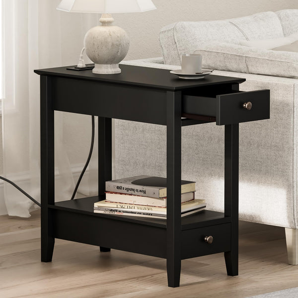 End Tables Set of 2 with Charging Station and Drawers
