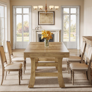63-Inch Rectangular Dining Table for 4–6 People — Light Brown